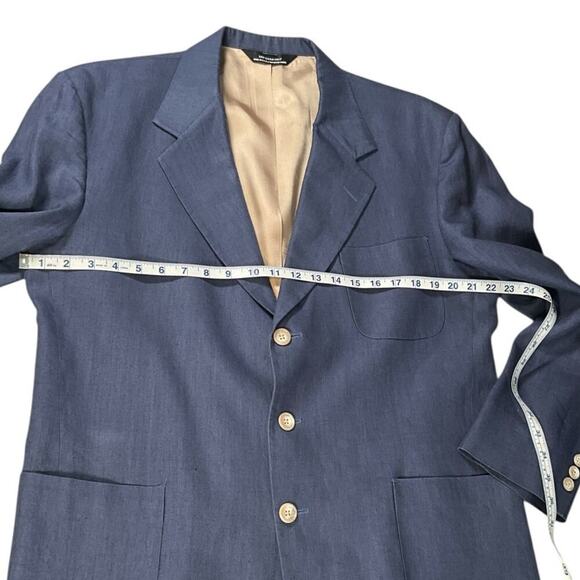 Ellis Sport Coat Blazer Light Blue Made in USA Size 43 R 100% Linen Work Wear - Picture 12 of 14